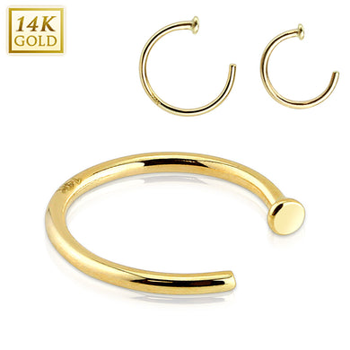 14k solid white/yellow gold nose hoop with stopper