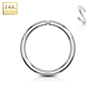 14k solid white/yellow gold continues hoop for Ear Cartilage, Septum, Eyebrow, Nose and more