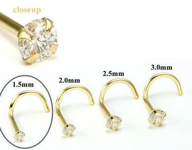 14k solid white/yellow gold hook in 20G 1.5mm/2.0mm/2.5mm/3.0mm CZ AAA quality
