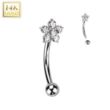 Load image into Gallery viewer, 14K Gold curved bar Flower