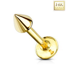 Load image into Gallery viewer, 14K Solid Yellow/White gold Labret/Monroe 3MM spike