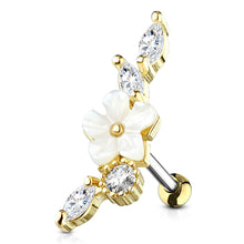 Load image into Gallery viewer, Mother of pearl flower cartilage earring stud