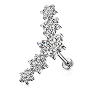 Five double tiered flowers cartilage earring stud