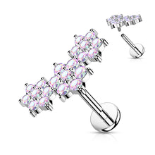 Load image into Gallery viewer, Triple CZ flower cluster cartilage earring stud