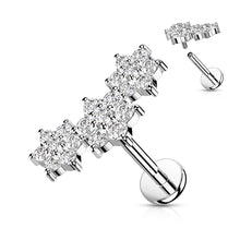 Load image into Gallery viewer, Triple CZ flower cluster cartilage earring stud