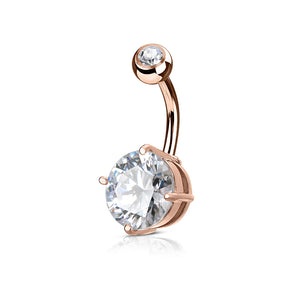 Double gemmed solitaire round belly ring