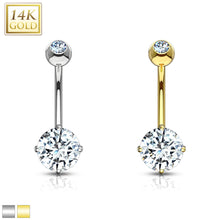 Load image into Gallery viewer, 14K Solid Yellow/White gold belly ring (5MM Top ball)