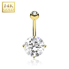 Load image into Gallery viewer, 14K Solid Yellow/White gold belly ring (5MM Top ball)